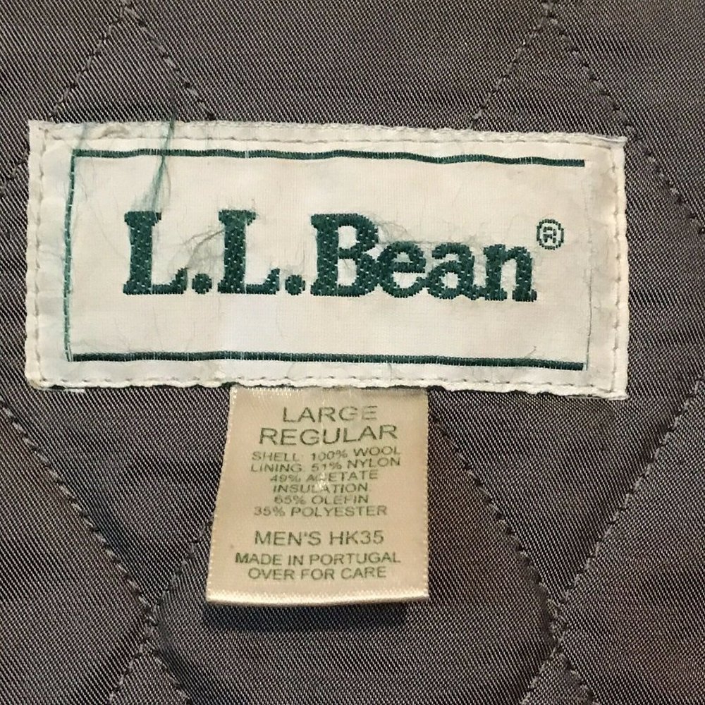 L.L. Bean 100% Wool Coat Jacket Mens Large Quilted Thinsulate - Picture 4 of 9